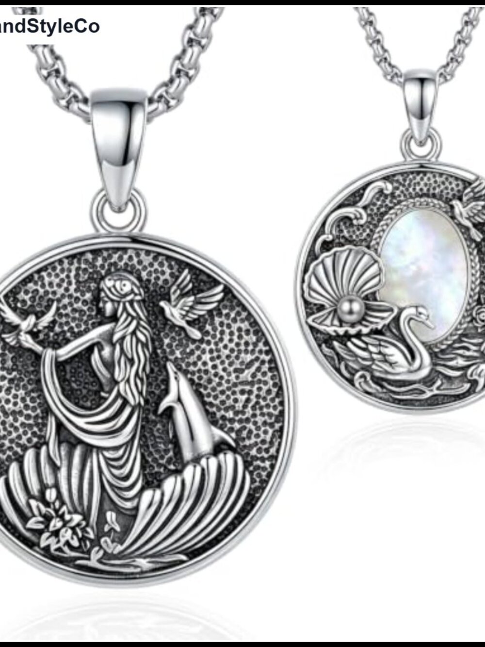 Sterling Silver Aphrodite Greek Goddess Pendant Necklace 22"
